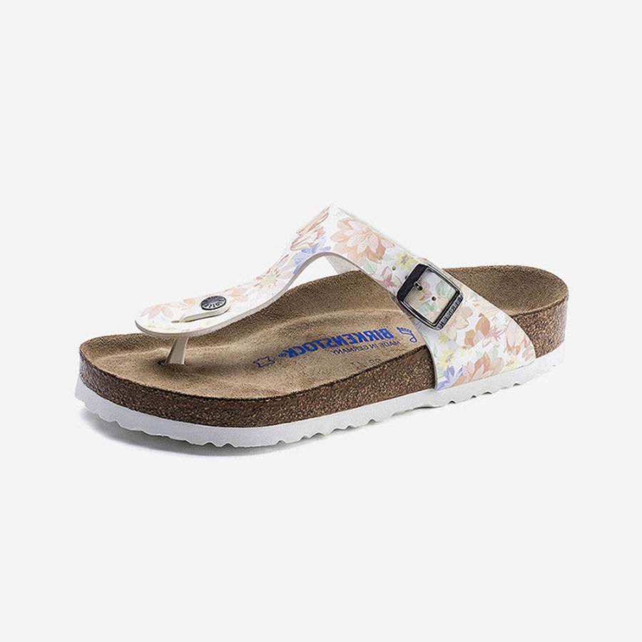 Women'S Birkenstock | Birkenstock Gizeh Soft Footbed Birko-Flor White