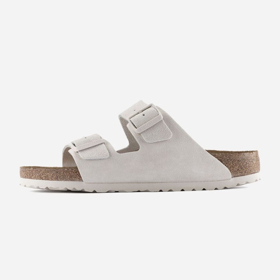 Women'S Birkenstock | Birkenstock Arizona Soft Footbed Suede Leather White