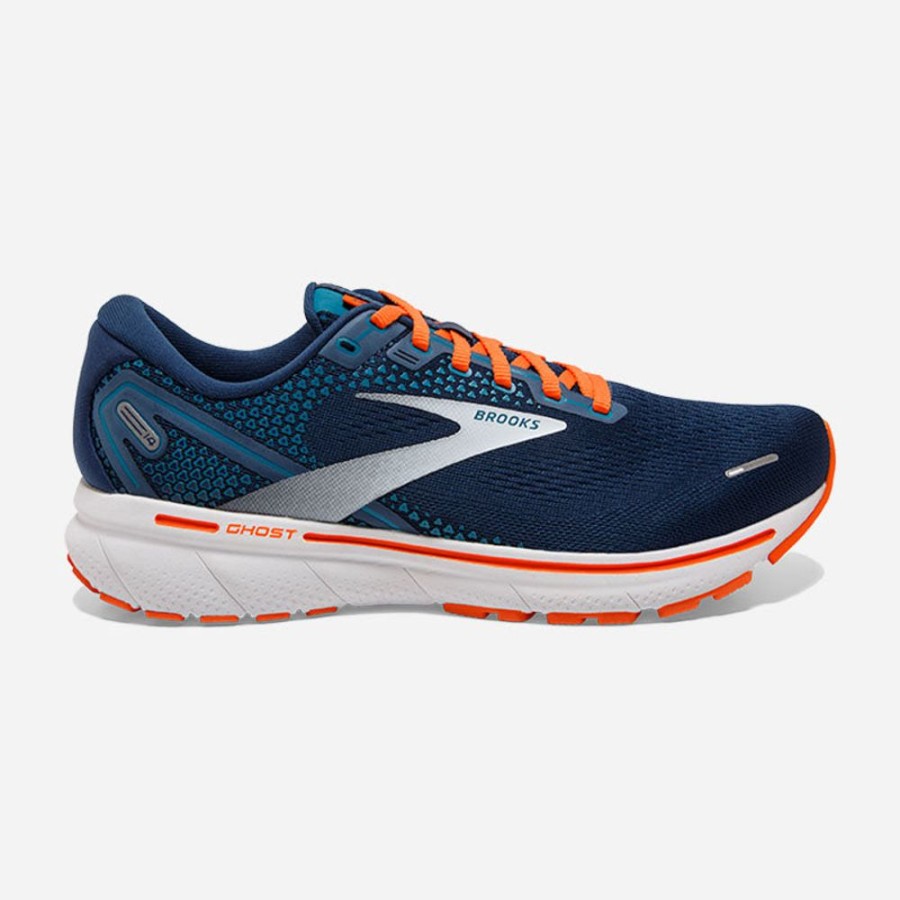 Men'S Brooks | Brooks Men'S Ghost 14 Titan/Teal/Flame