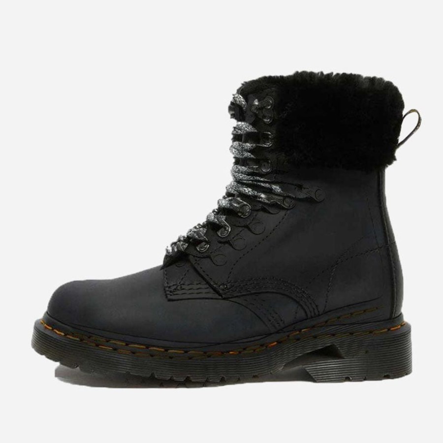 Women'S Dr. Martens | Dr. Martens 1460 Grey Streeter + Milo Fur