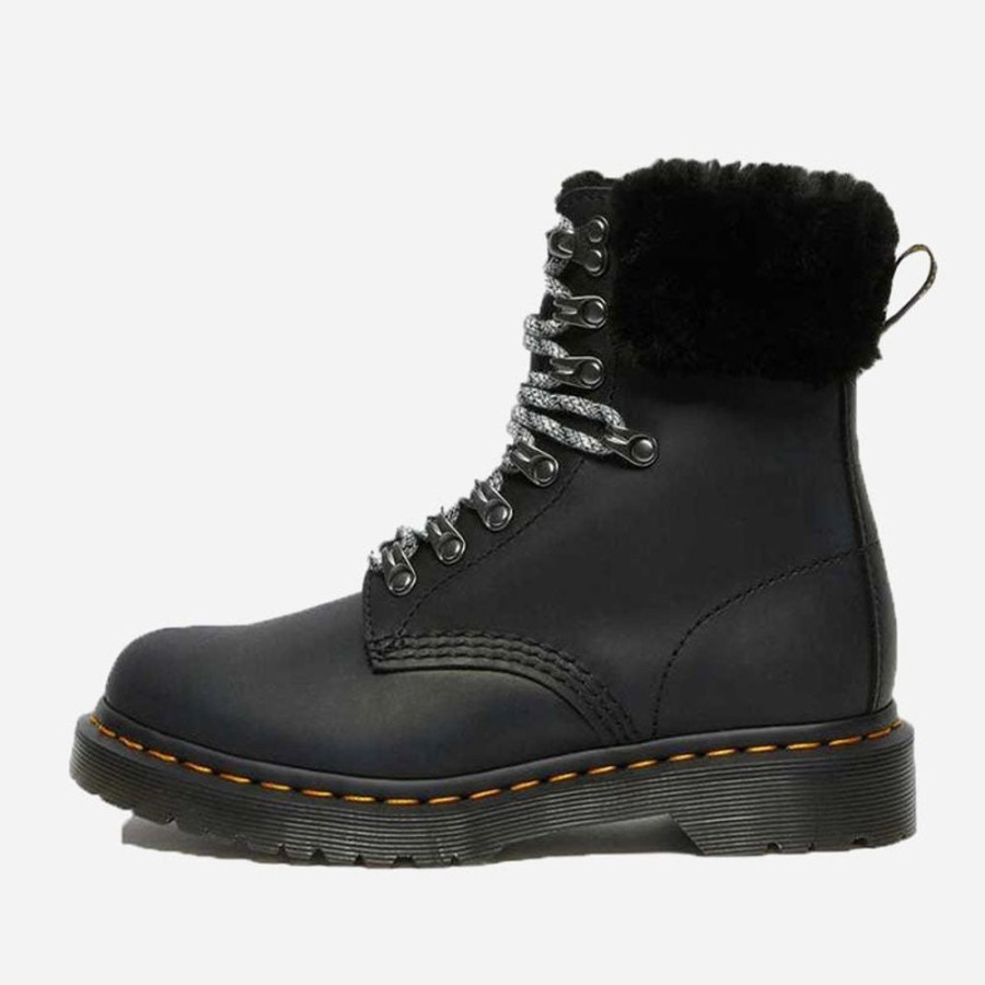 Women'S Dr. Martens | Dr. Martens 1460 Grey Streeter + Milo Fur