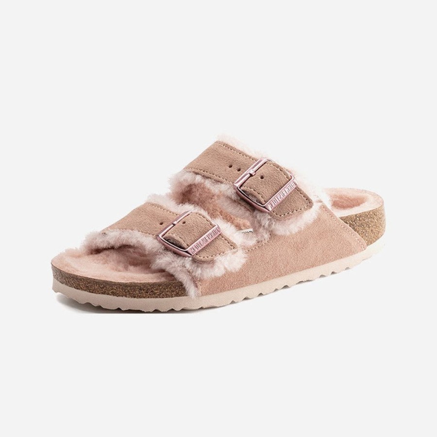 Women'S Birkenstock | Birkenstock Arizona Shearling Suede Leather Light Rose