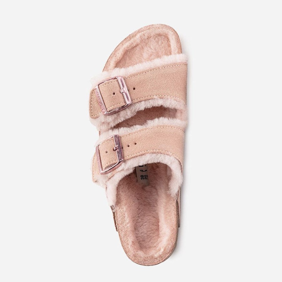 Women'S Birkenstock | Birkenstock Arizona Shearling Suede Leather Light Rose