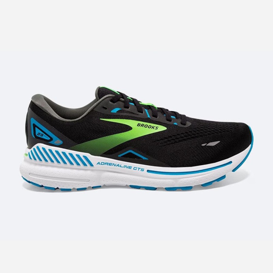 Men'S Brooks | Brooks Men'S Adrenaline Gts 23 Black/Hawaiian Ocean/Green