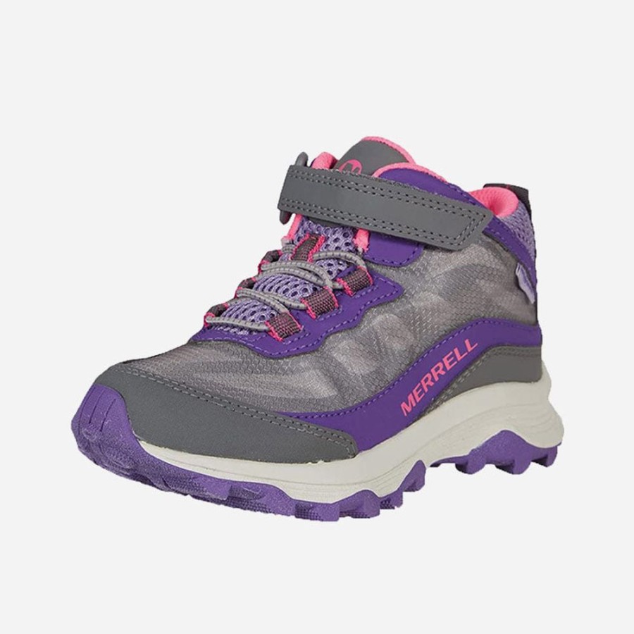 Kid'S Merrell | Merrell Kid'S Moab Speed Mid A/C Waterproof Grey/Pink/Purple