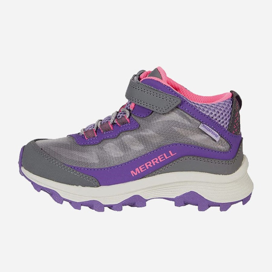 Kid'S Merrell | Merrell Kid'S Moab Speed Mid A/C Waterproof Grey/Pink/Purple