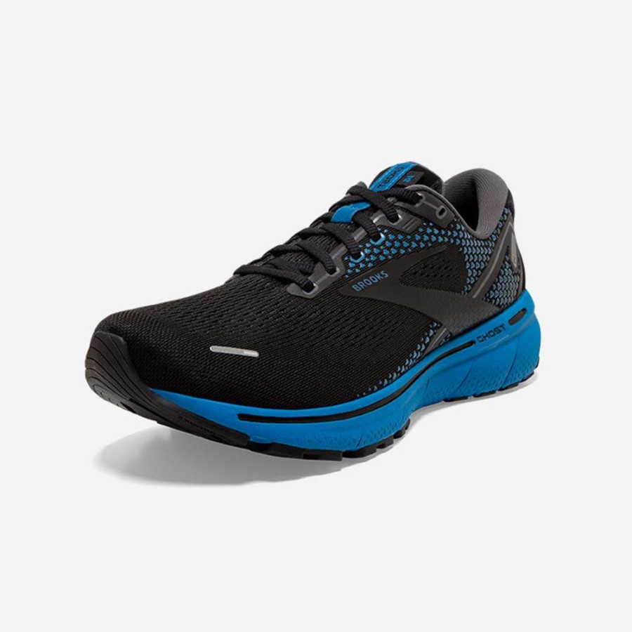 Men'S Brooks | Brooks Men'S Ghost 14 Black/Blackened Pearl/Blue