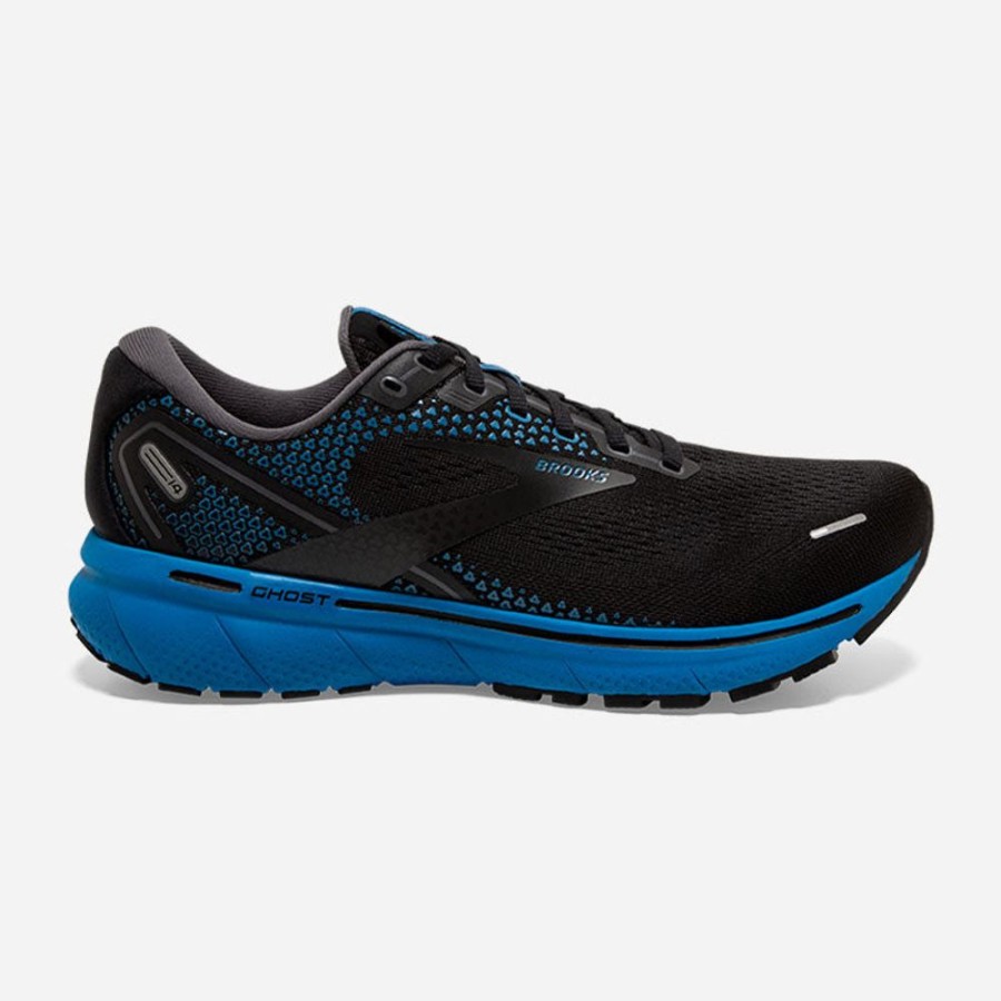 Men'S Brooks | Brooks Men'S Ghost 14 Black/Blackened Pearl/Blue