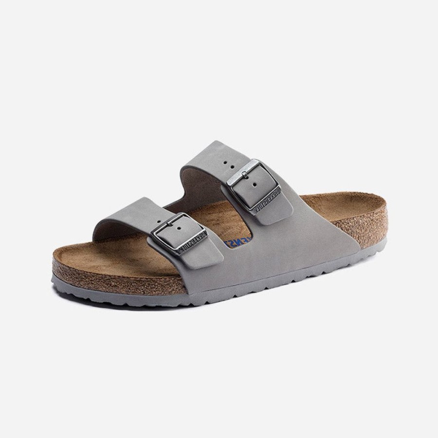 Women'S Birkenstock | Birkenstock Arizona Soft Footbed Nubuck Leather Dove Gray