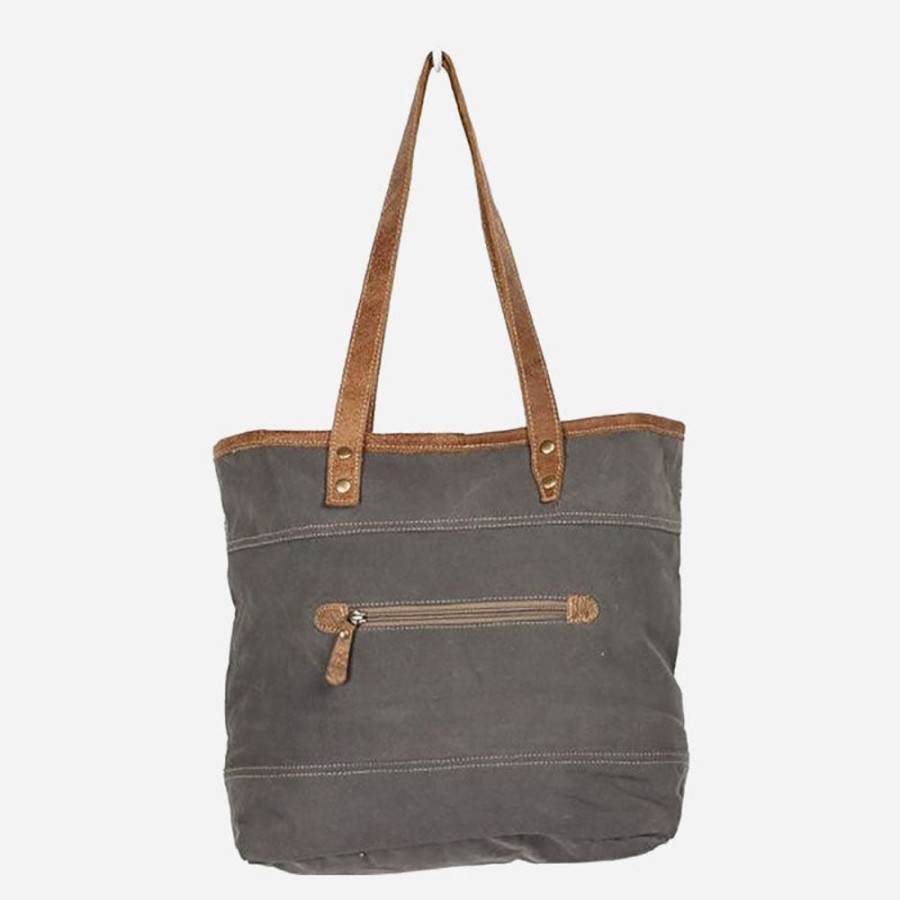 Accesories Myra Bags | Myra Objet D`Art Leather Strip Tote Neutral