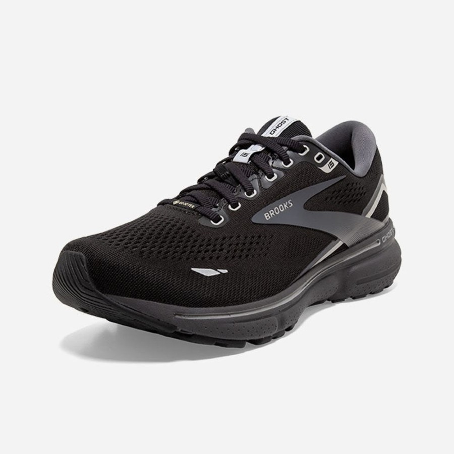 Men'S Brooks | Brooks Men'S Ghost 15 Gtx Black/Blackened Pearl/Alloy