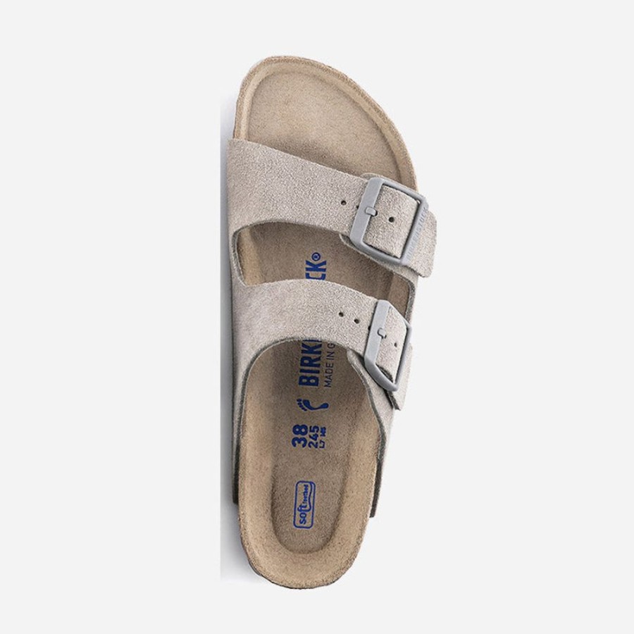 Women'S Birkenstock | Birkenstock Arizona Soft Footbed Suede Leather Stone Coin