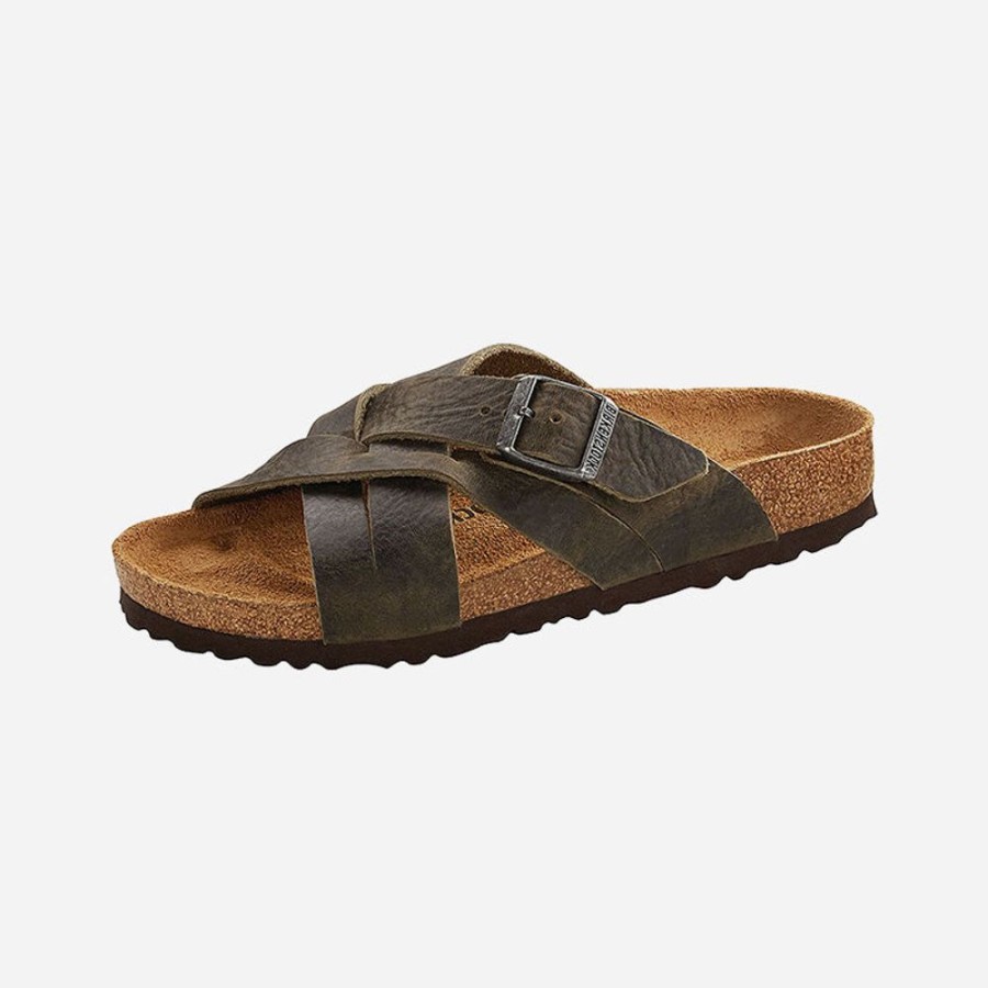 Men'S Birkenstock | Birkenstock Men'S Lugano Oiled Leather Faded Khaki