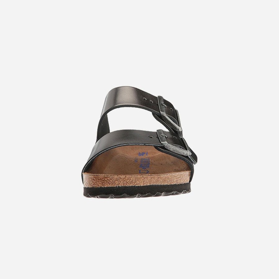 Women'S Birkenstock | Birkenstock Arizona Soft Footbed Leather Metallic Anthracite