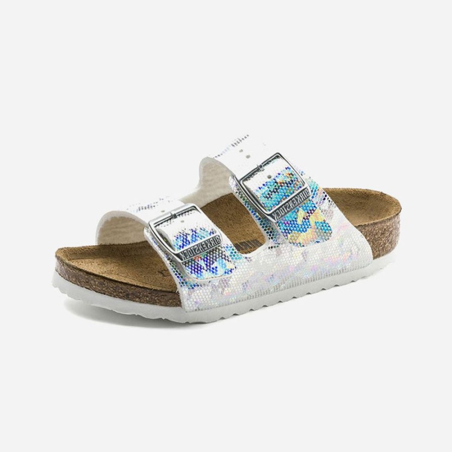 Kid'S Birkenstock | Birkenstock Kid'S Arizona Vegan Microfiber Hologram Silver