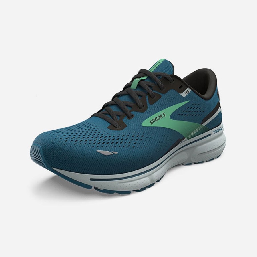 Men'S Brooks | Brooks Men'S Ghost 15 Moroccan Blue/Black/Spring Bud