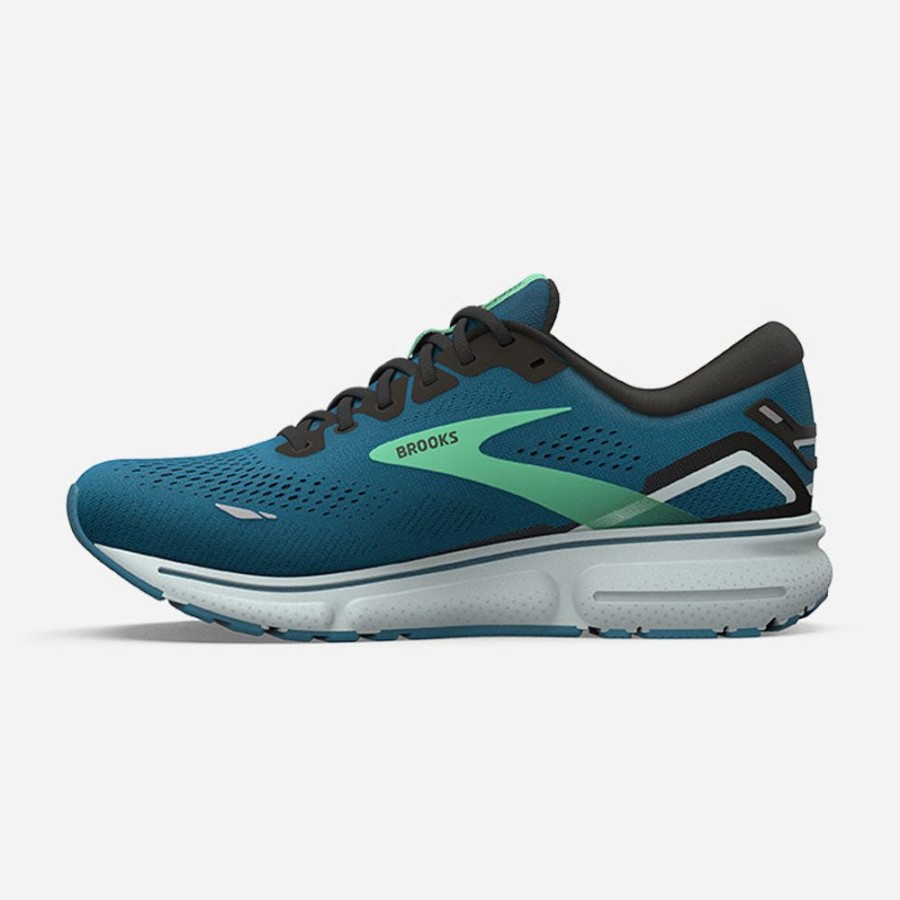 Men'S Brooks | Brooks Men'S Ghost 15 Moroccan Blue/Black/Spring Bud