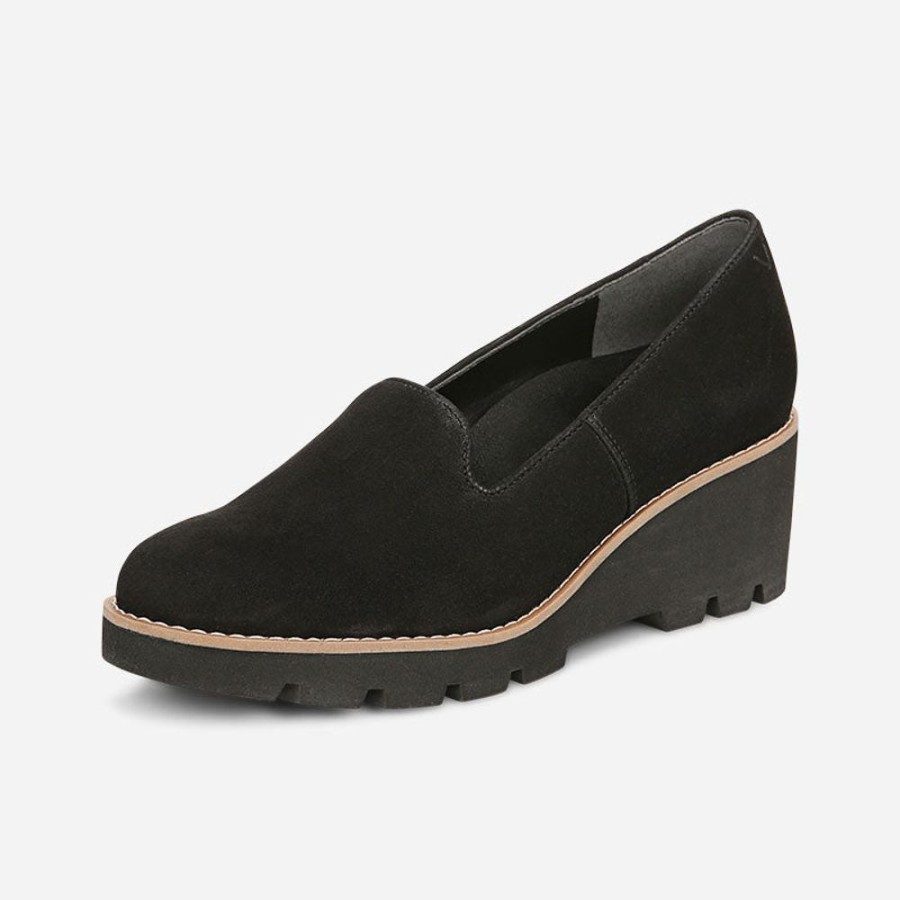 Women'S Vionic | Vionic Willa Wedge Black Suede