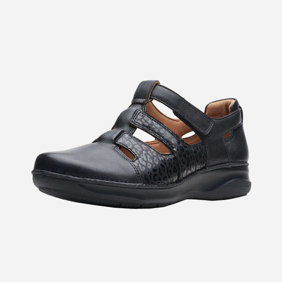 Women'S Clarks | Clarks Appley Strap Black/ Combi