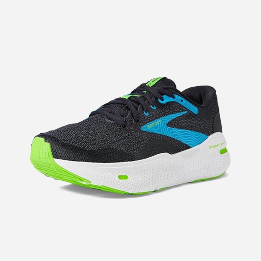 Men'S Brooks | Brooks Men'S Ghost Max Black/Atomic Blue/Jasmine