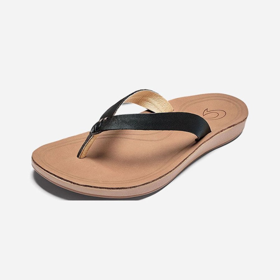 Women'S OLUKAI | Olukai Nonohe Black/Golden Sand