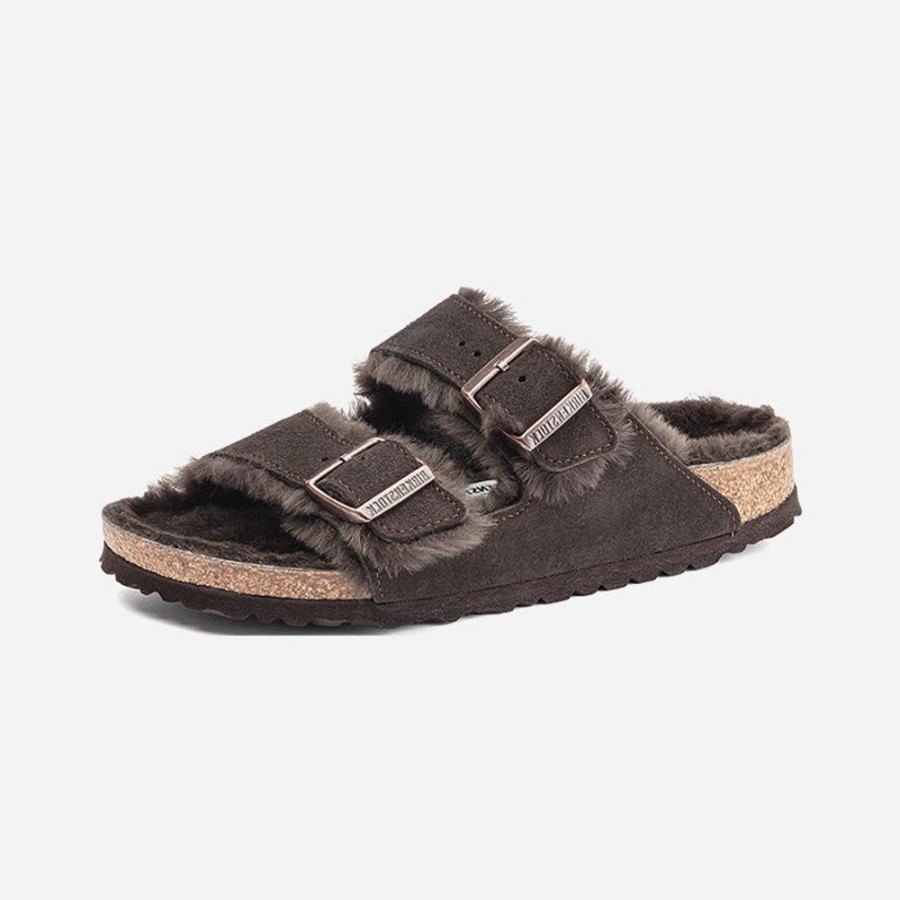 Women'S Birkenstock | Birkenstock Arizona Shearling Suede Leather Mocha