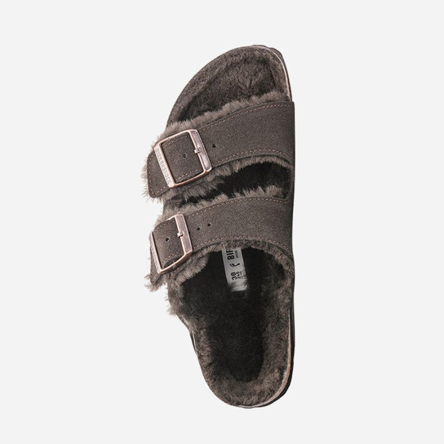 Women'S Birkenstock | Birkenstock Arizona Shearling Suede Leather Mocha