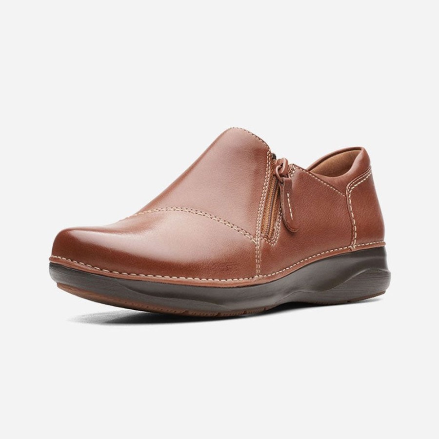 Women'S Clarks | Clarks Appley Zip Dark Tan