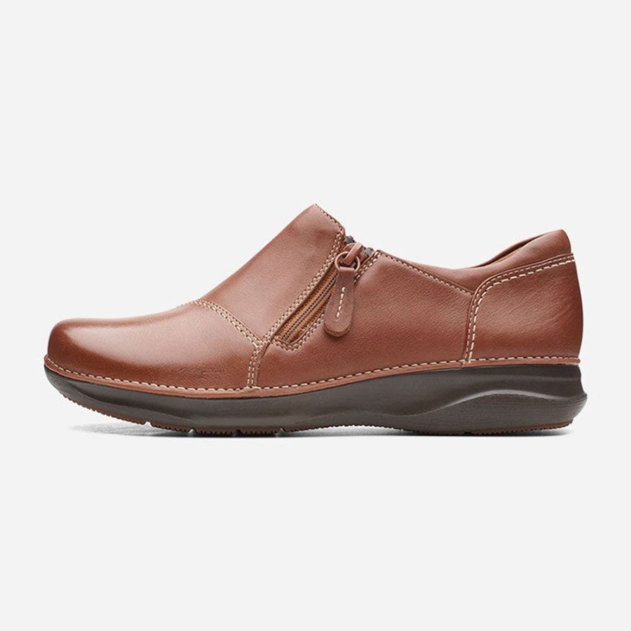 Women'S Clarks | Clarks Appley Zip Dark Tan