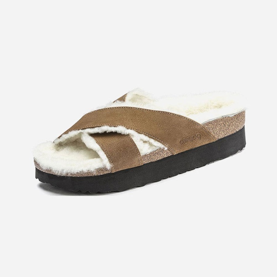 Women'S Birkenstock | Birkenstock Daytona Platform Shearling Suede Leather Tea