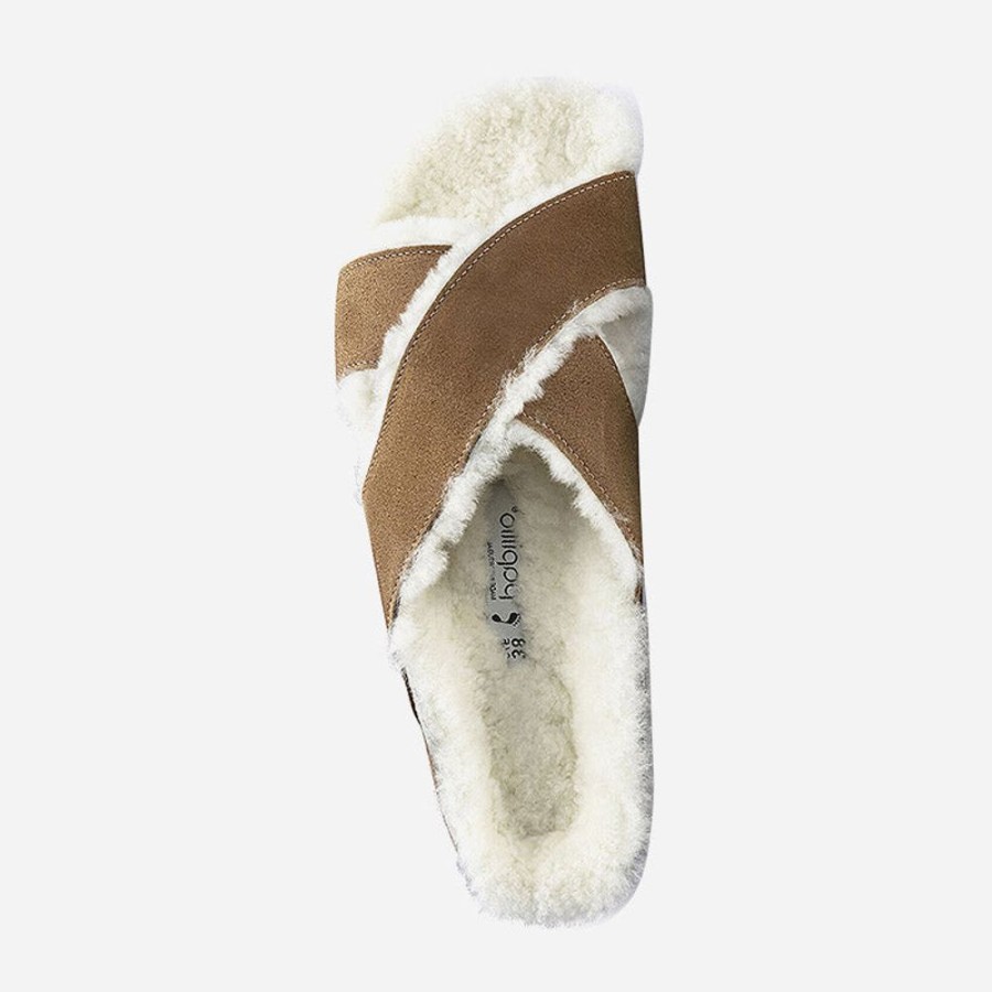 Women'S Birkenstock | Birkenstock Daytona Platform Shearling Suede Leather Tea