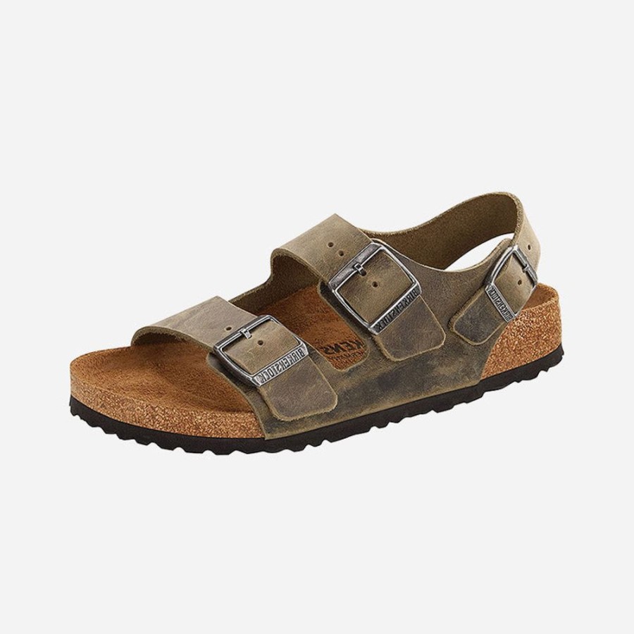 Men'S Birkenstock | Birkenstock Men'S Milano Oiled Leather Faded Khaki