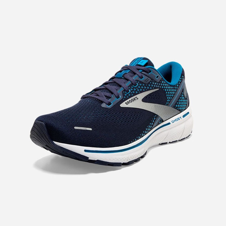 Men'S Brooks | Brooks Men'S Ghost 14 Navy/Stellar/White