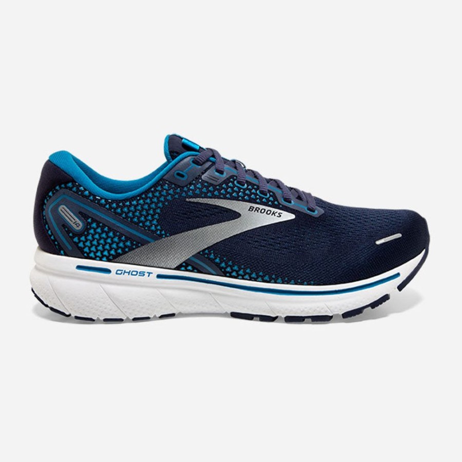 Men'S Brooks | Brooks Men'S Ghost 14 Navy/Stellar/White