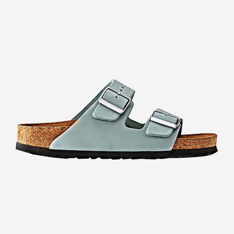 Women'S Birkenstock | Birkenstock Arizona Soft Footbed Nubuck Leather Faded Aqua