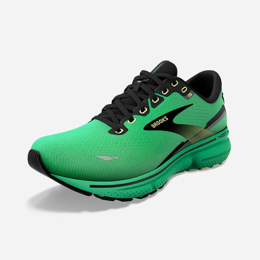 Men'S Brooks | Brooks Men'S Ghost 15 Green/Black/Sharp Green