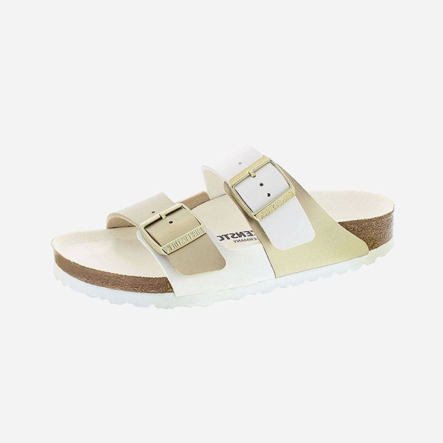 Women'S Birkenstock | Birkenstock Arizona Split Birko-Flor White/Gold