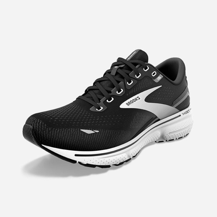 Men'S Brooks | Brooks Men'S Ghost 15 Black/Blackened Pearl/White