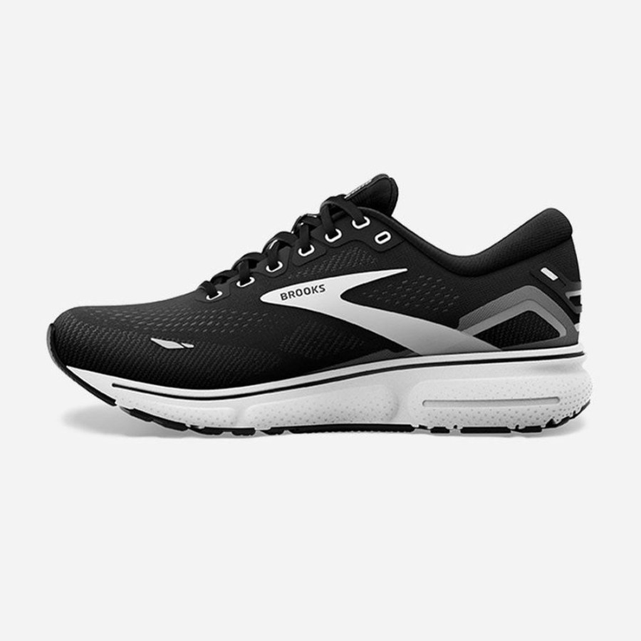 Men'S Brooks | Brooks Men'S Ghost 15 Black/Blackened Pearl/White