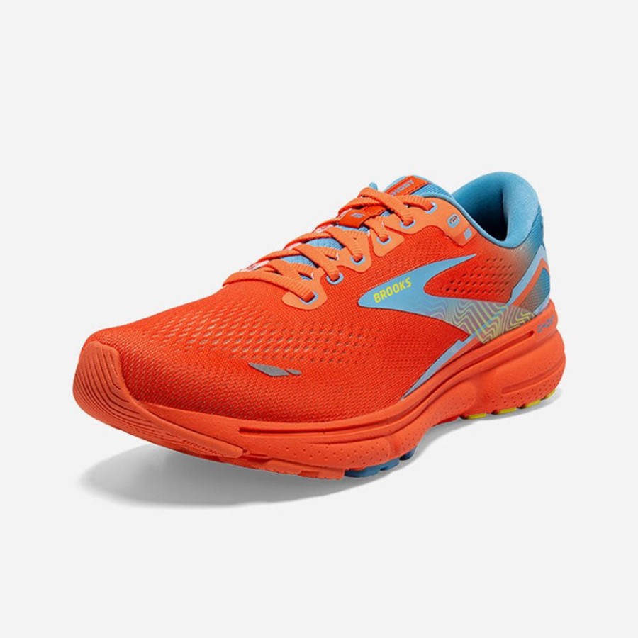 Men'S Brooks | Brooks Men'S Ghost 15 Orange/Blue/Yellow