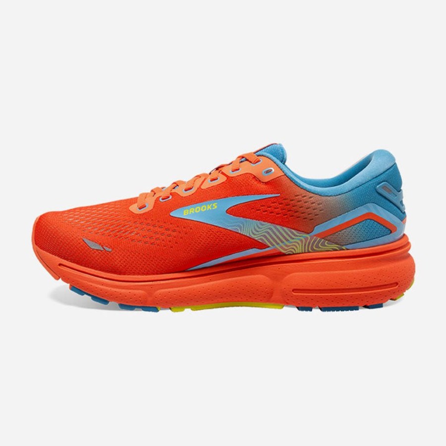 Men'S Brooks | Brooks Men'S Ghost 15 Orange/Blue/Yellow