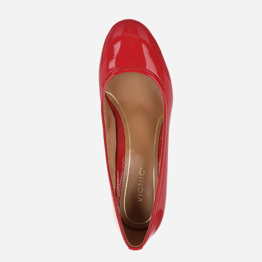 Women'S Vionic | Vionic Carmel Red Crinkle Patent